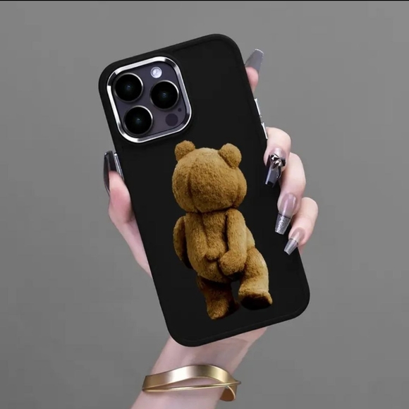 Bear Pattern Shockproof Printed Case For iPhone 14 Pro Max - BLACK - Picture 2 of 3